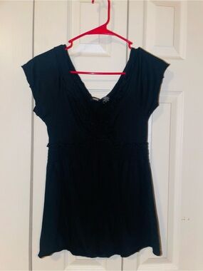 Vanity Black V-Neck Short Sleeve Tunic Top